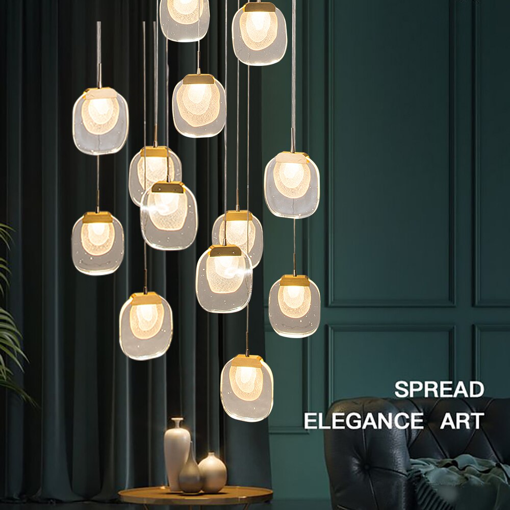 Creative LED chandelier for staircase, lobby, bedroom, stairwell