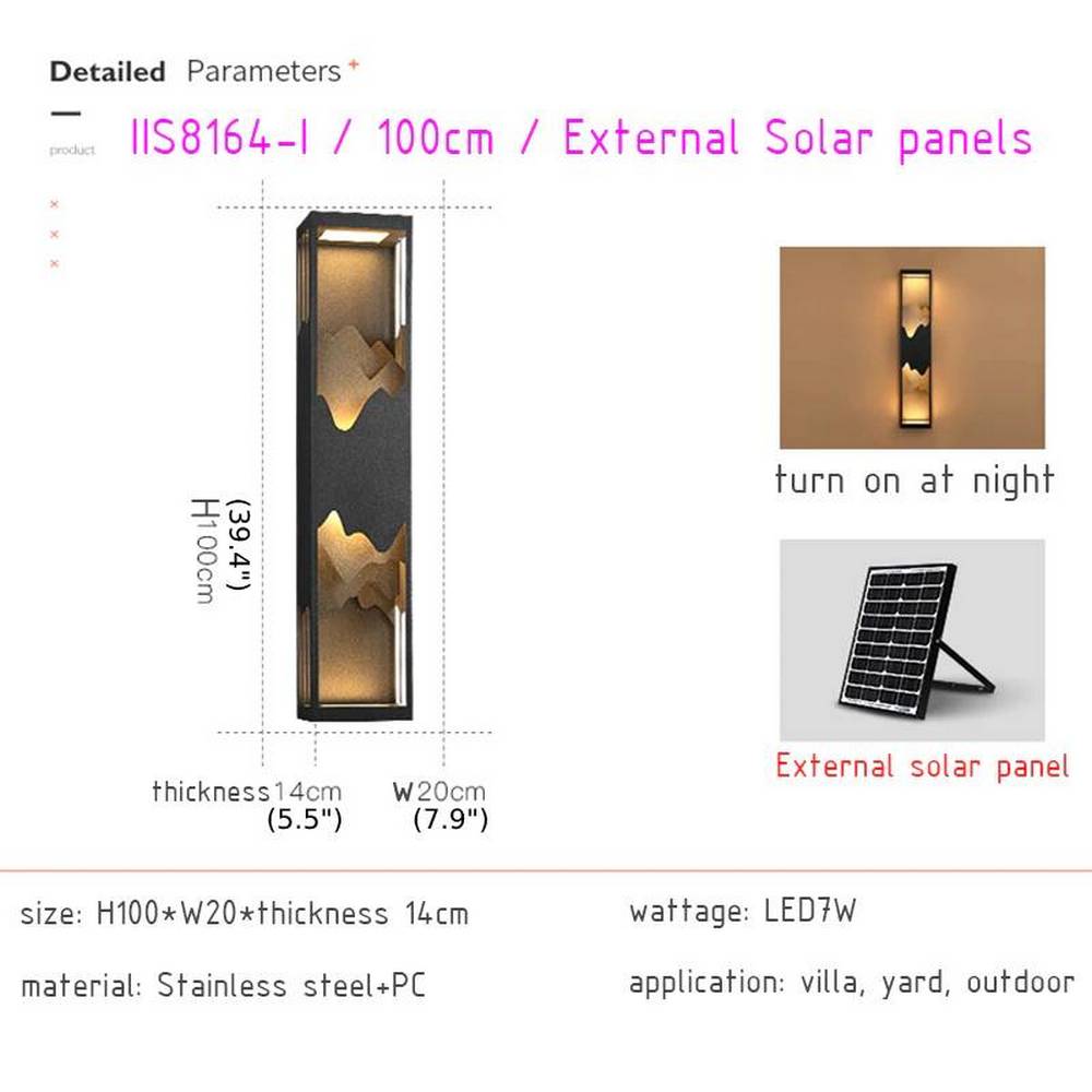 Black Solar Outdoor Original Design Waterproof Wall Light For Garden, Courtyard