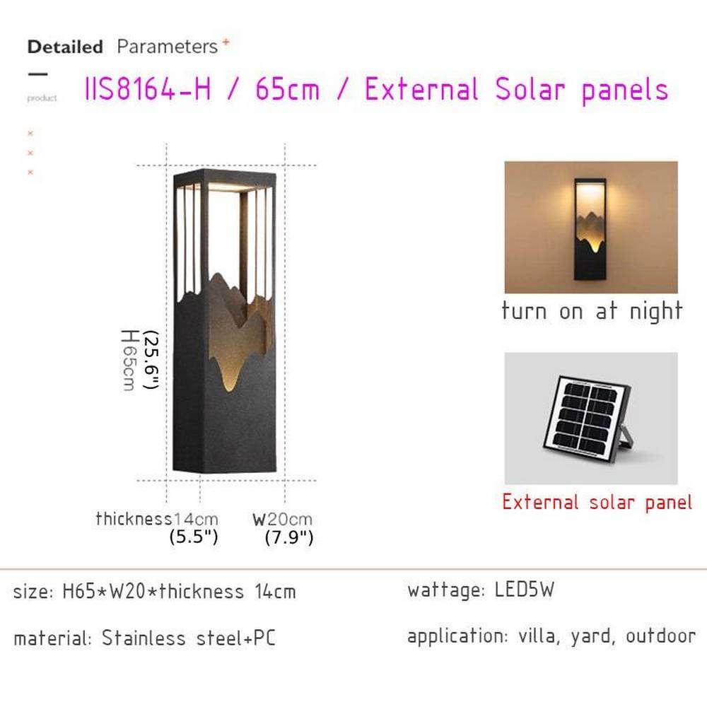 Black Solar Outdoor Original Design Waterproof Wall Light For Garden, Courtyard