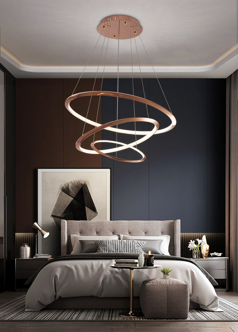 Gold Ring Staircase Lighting Projects Loft Dimming Lights for Home Decor , stairwell