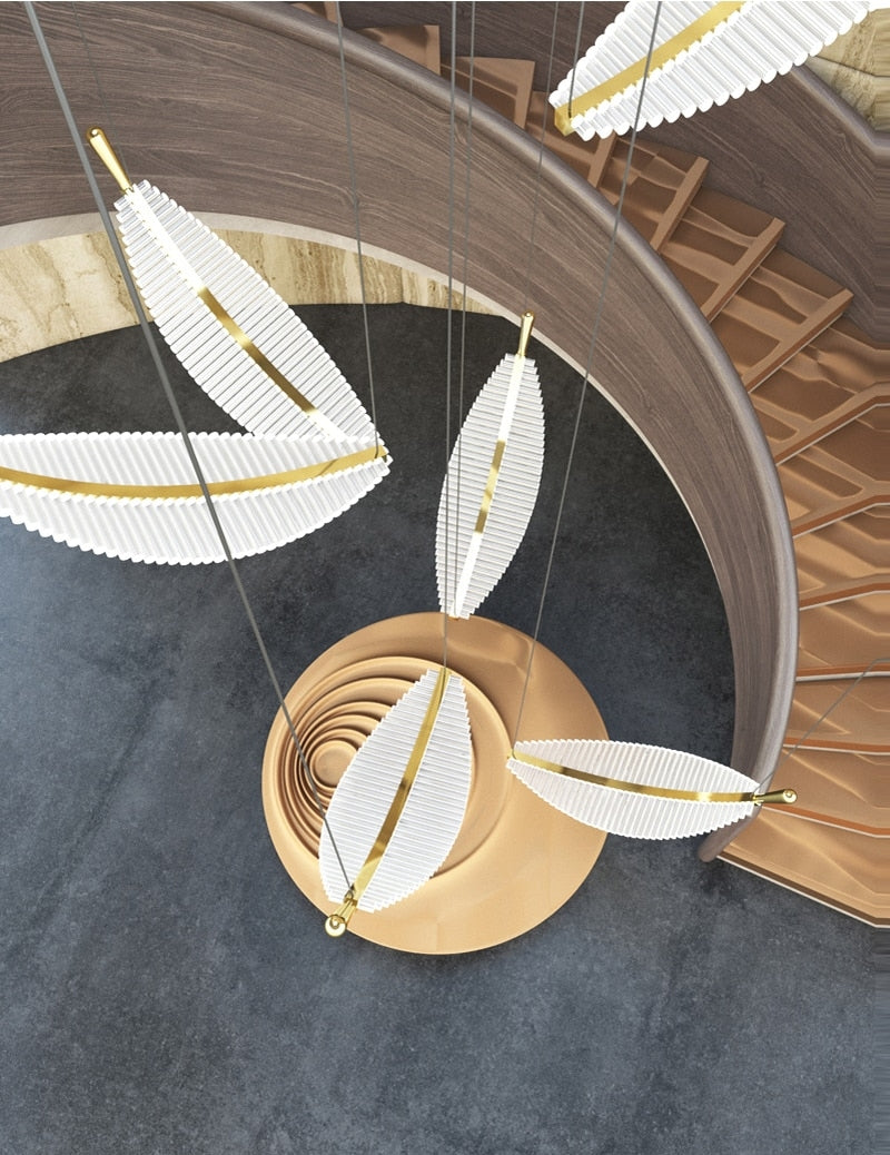 Large Crystal Staircase Creative Feather Chandelier for Lobby, Hall, Restaurant , stairwell