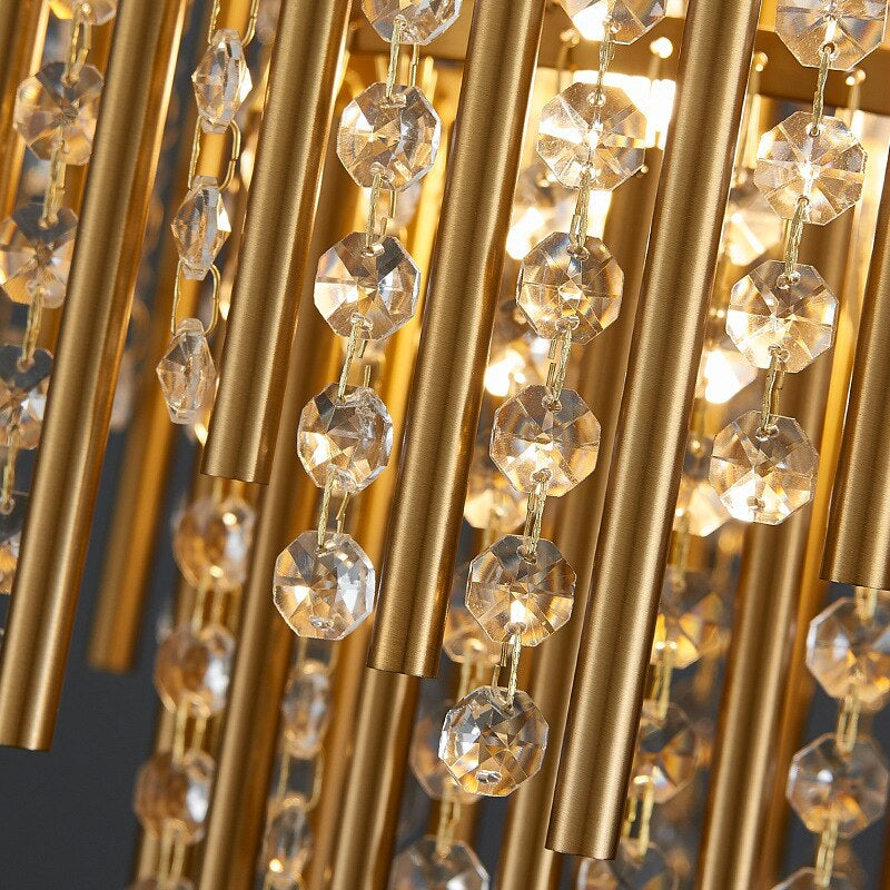 Gold staircase loft crystal hanging chandelier for living room, hall, lobby , stairwell