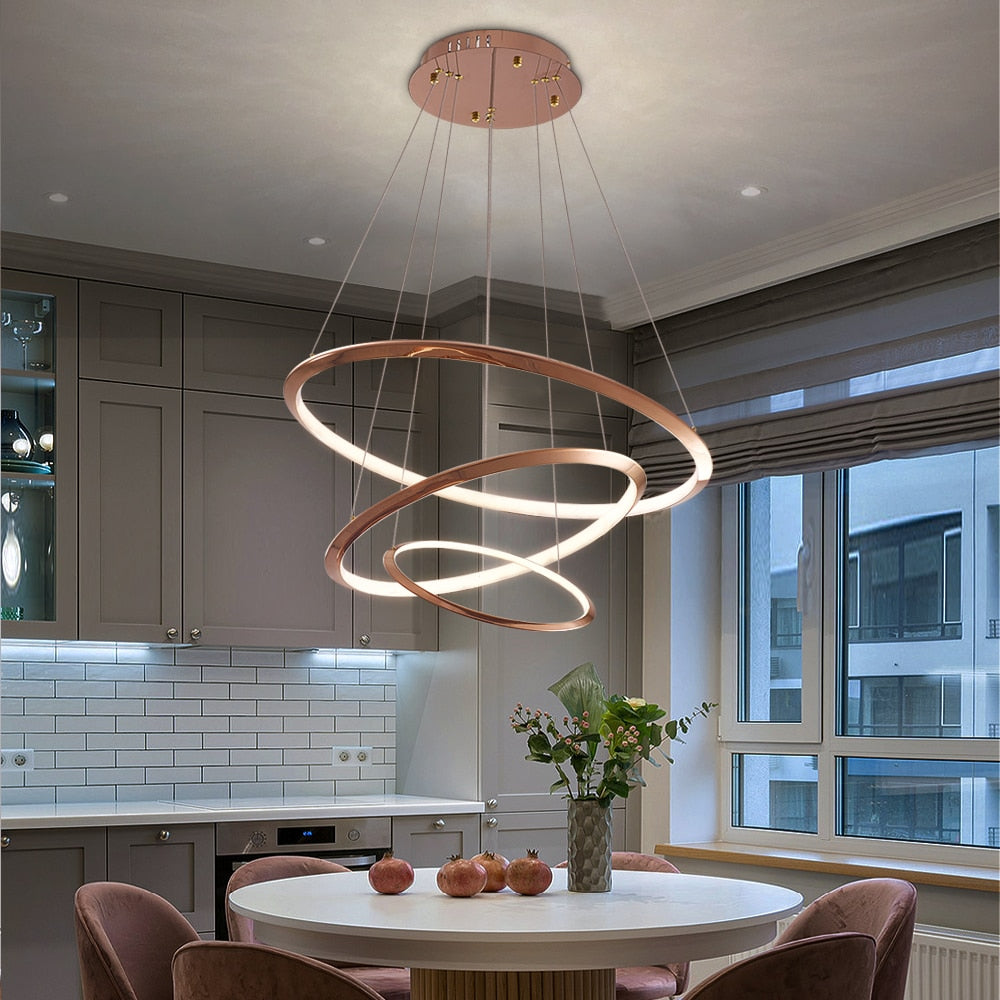 Gold Ring Staircase Lighting Projects Loft Dimming Lights for Home Decor , stairwell