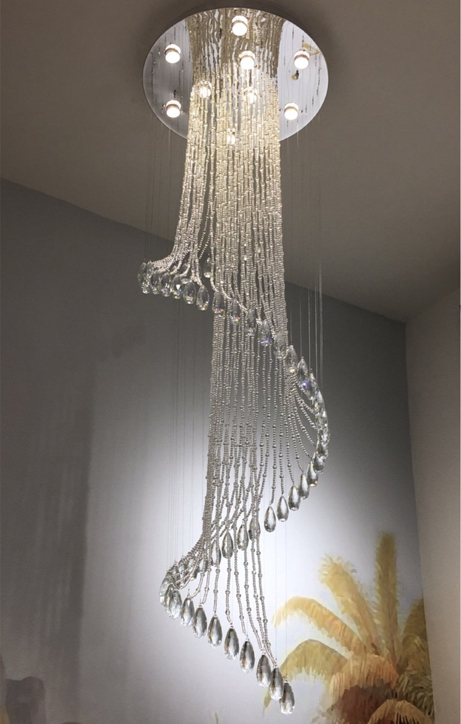 Spiral Crystal Staircase Ceiling Chandelier for Lobby, Theater, Villa, Hall , stairwell