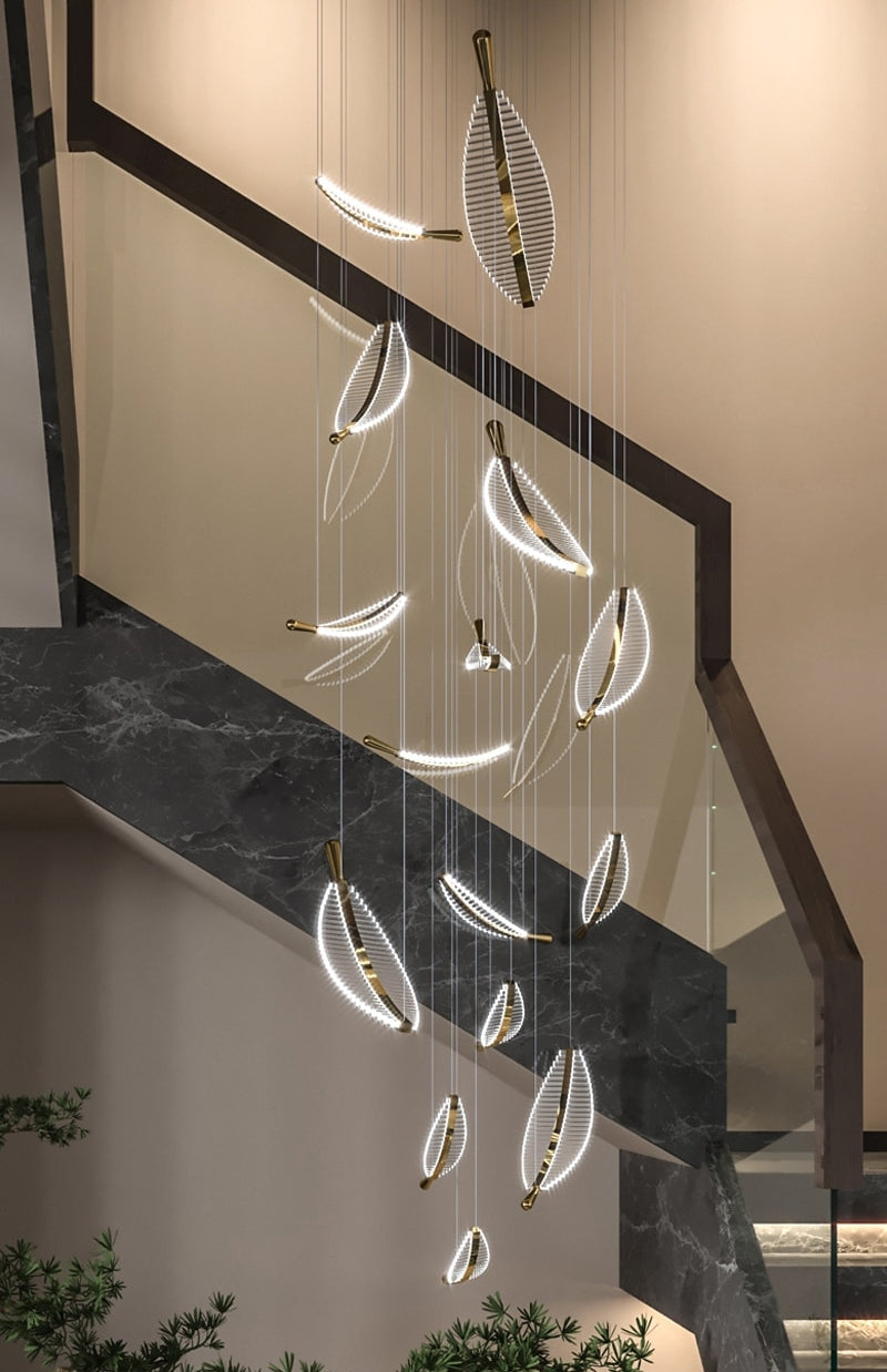 Large Crystal Staircase Creative Feather Chandelier for Lobby, Hall, Restaurant , stairwell