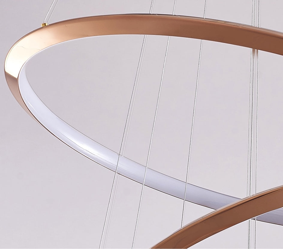 Gold Ring Staircase Lighting Projects Loft Dimming Lights for Home Decor , stairwell