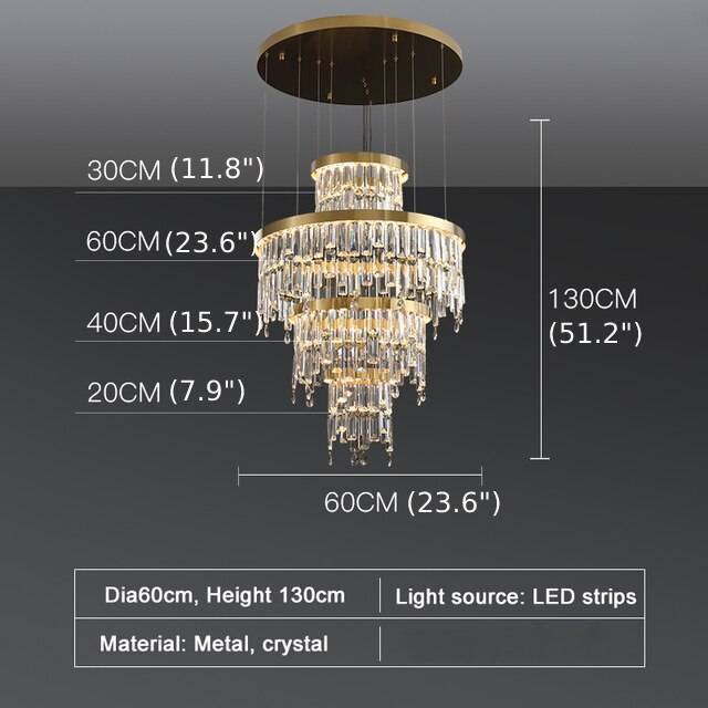 Luxury Gold Large Ring Crystal Chandelier For Hotel, Stairwell, Lobby, Staircase