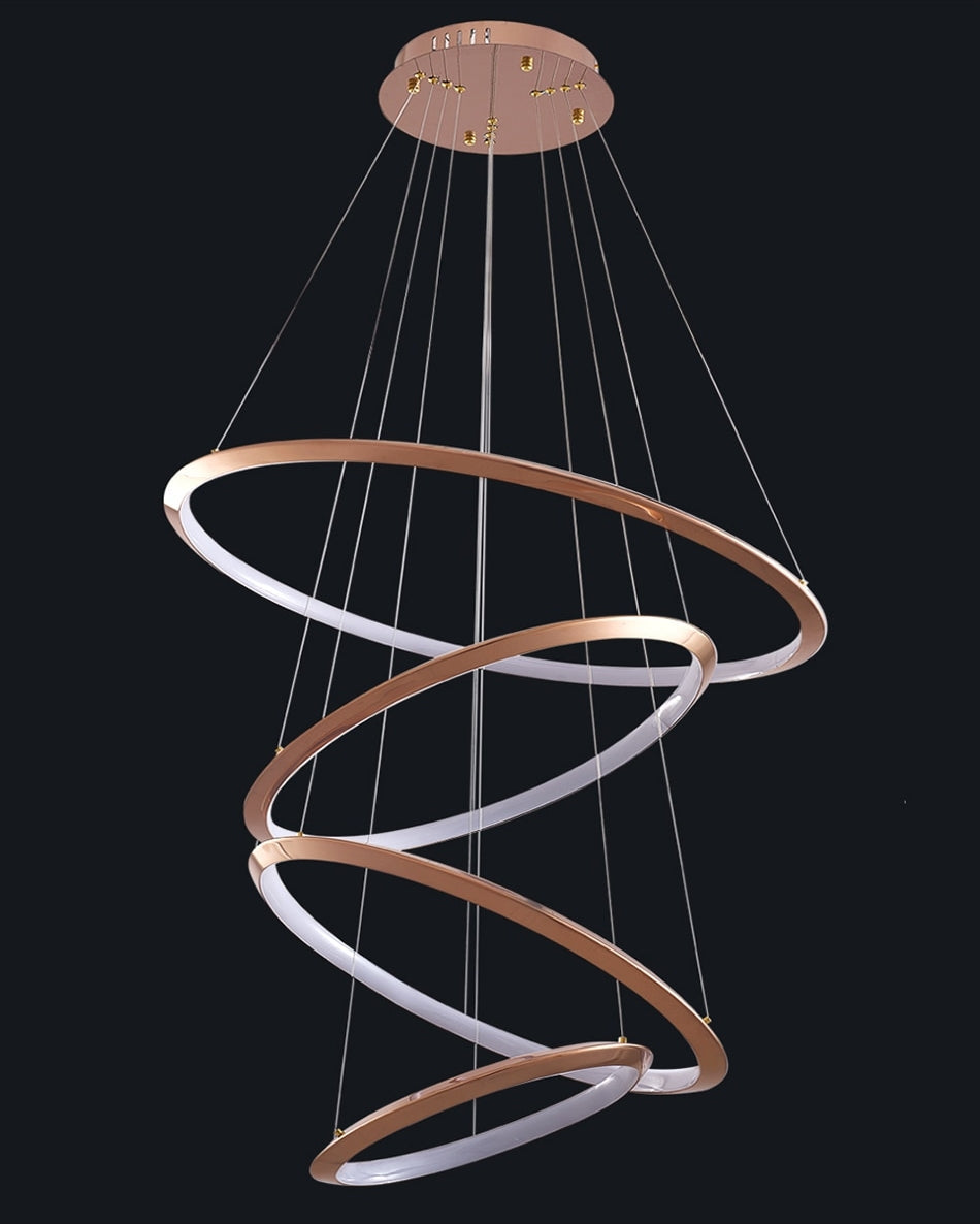 Gold Ring Staircase Lighting Projects Loft Dimming Lights for Home Decor , stairwell
