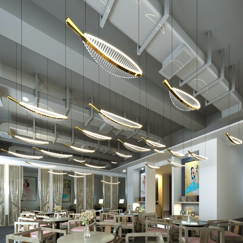 Large Crystal Staircase Creative Feather Chandelier for Lobby, Hall, Restaurant , stairwell
