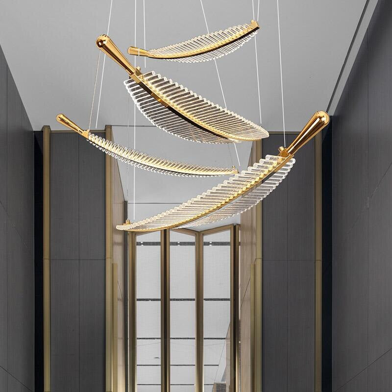 Large Crystal Staircase Creative Feather Chandelier for Lobby, Hall, Restaurant , stairwell
