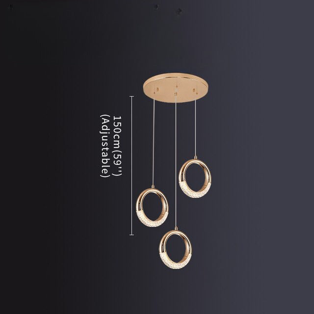 Luxury ring led chandelier for staircase, lobby, foyer, living room , stairwell