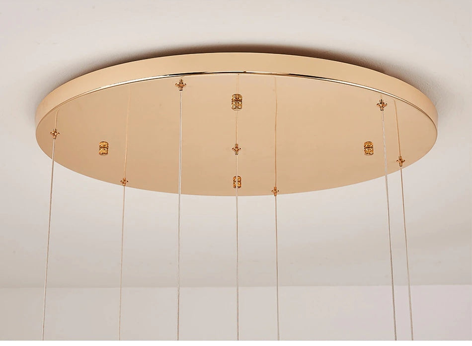 Luxury ring led chandelier for staircase, lobby, foyer, living room , stairwell