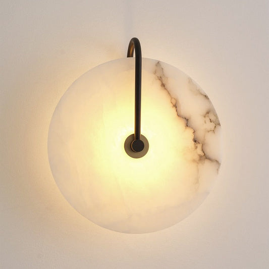 Alabaster round marble wall lamp