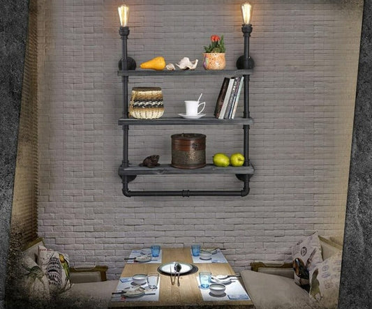 Industrial Wall Shelf Bodin ( with light )